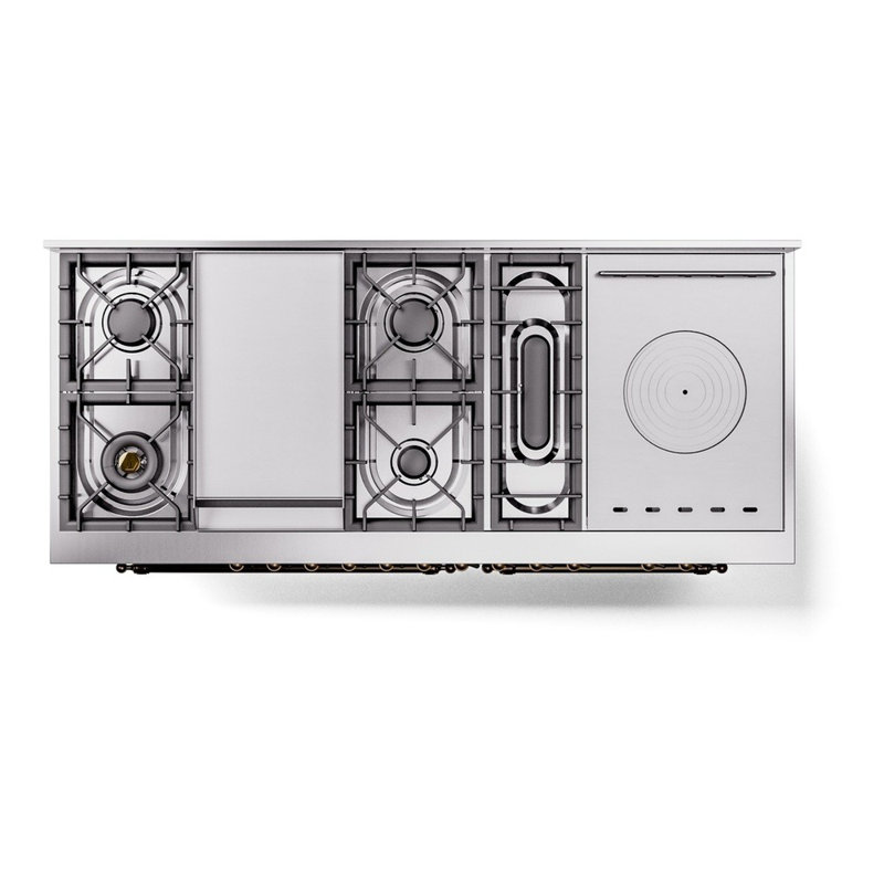 ILVE Nostalgie II 60 Dual Fuel Range, 5 Burners, Griddle, Frenchtop , Antique White/Chrome, Natural Gas
