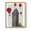 «Flat Flat Building and Red Hot Air Balloon», reproduction encadrée - bois massif-1834401117-1834401119