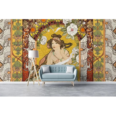 Murale jaune Art Nouveau