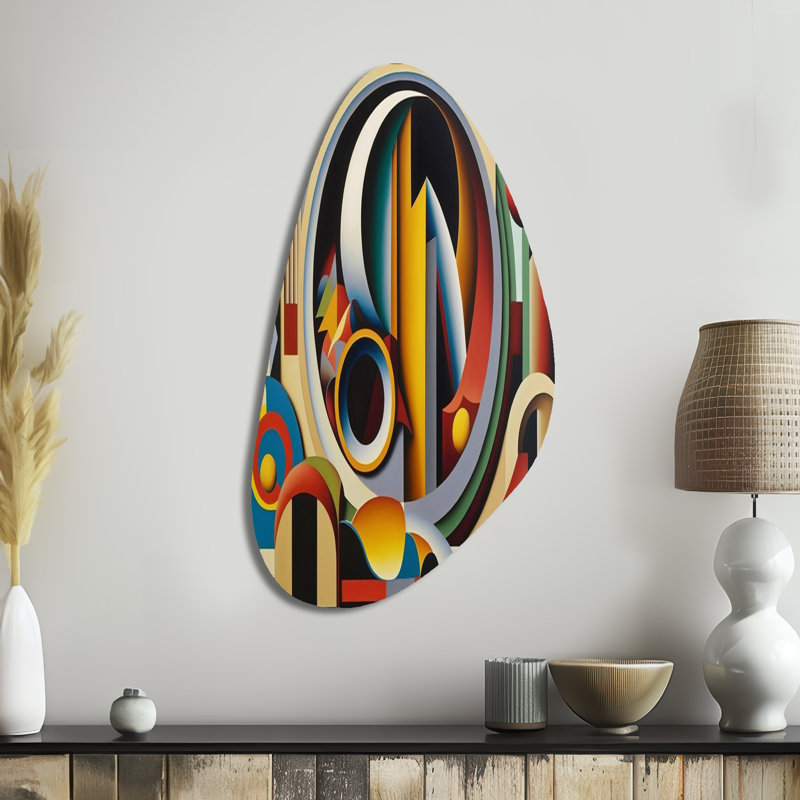 Circular Retro Dynamics II - Art géométrique asymétrique moderne en métal, H 39 po x l 21 po