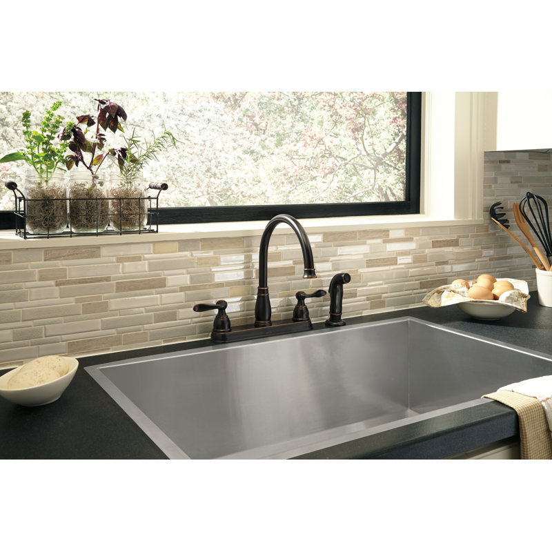 Windemere Two-Handle Kitchen Sink Faucet with Side Sprayer, 3-Hole Kitchen Faucet, Oil Bronze