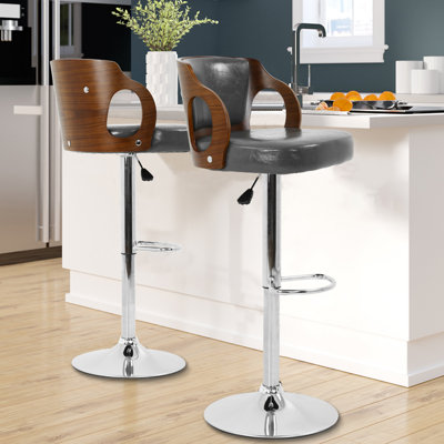 Calcidon Swivel Upholstered Adjustable Height Counter Stool with Metal Frame and Padded Seat Modern Kitchen Island Bar Chair for Home Dining and Counter Use