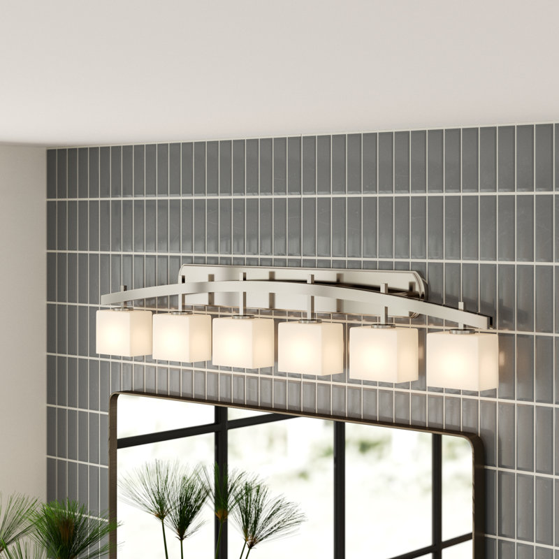 Éclairage pour meuble-lavabo 6 lumières Casson, Chrome poli, Opale