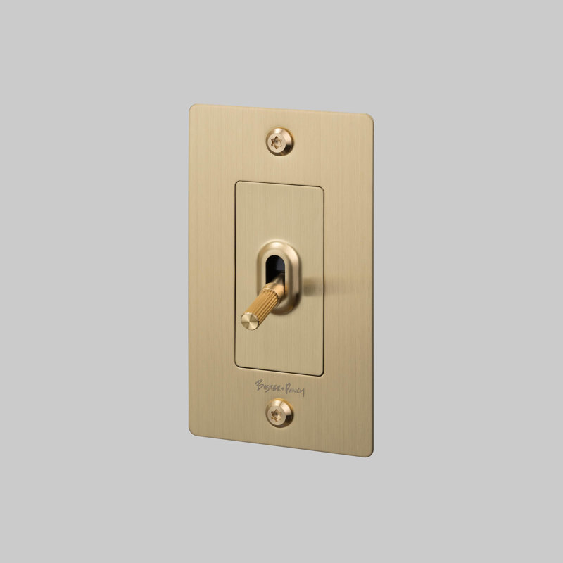 1G Toggle / Linear / With Logo, Brass, 1 Gang