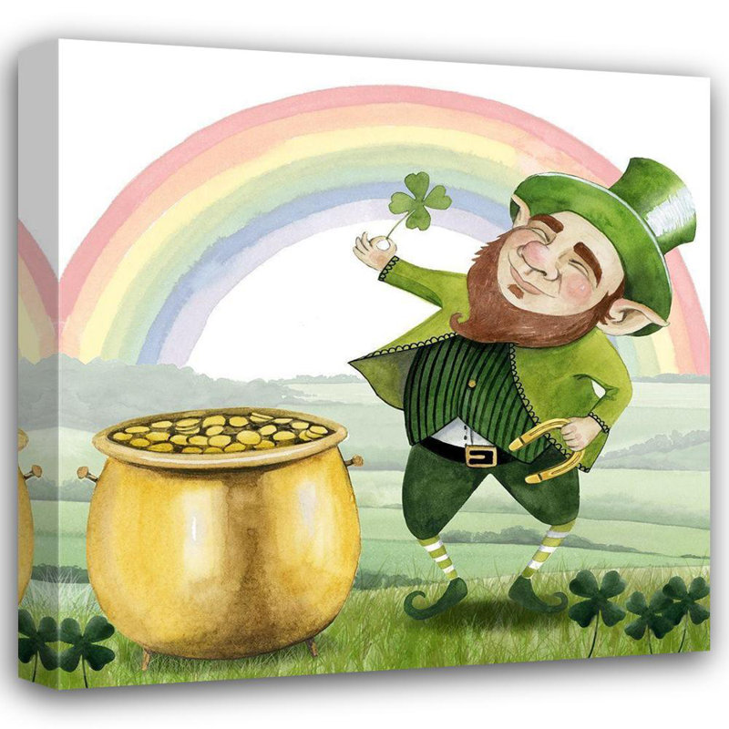 Art sur toile tendue Lark Manor ™ Popp, Grace, Leprechauns Rainbow I, H 15 po x l 15 po