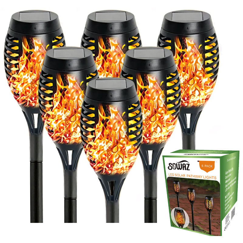 Ensemble de lumières de sentier intégrées à énergie solaire noires à DEL