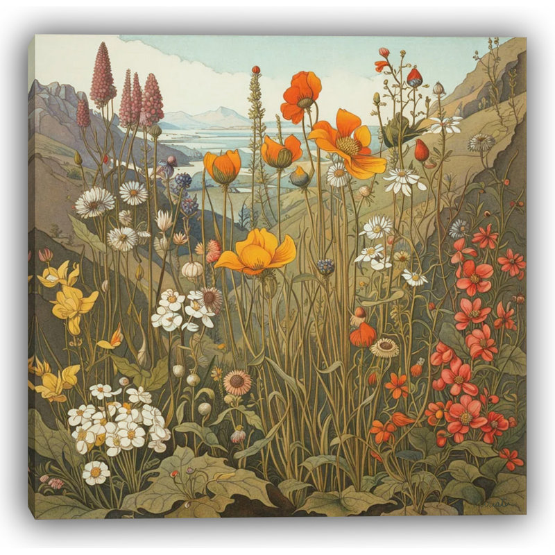 Mountain Meadow Wildflowers - Blooming Valley View, toile tendue, H 20 po x l 20 po