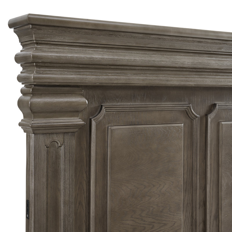 Ensemble de chambre à coucher Giesecke, 5 Pcs: Bed, Dresser, Chest, 2 Nightstands, Gris, Grand lit
