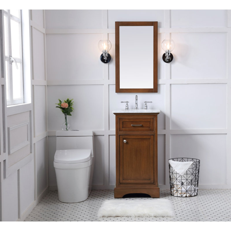 Teak and Marble 19'' Single Bathroom Vanity with Brushed Nickel Hardware