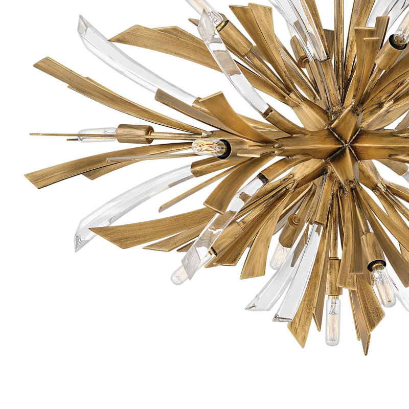 Vida 13 - Light Sputnik Sphere Chandelier with Crystal Accents, Burnished Gold