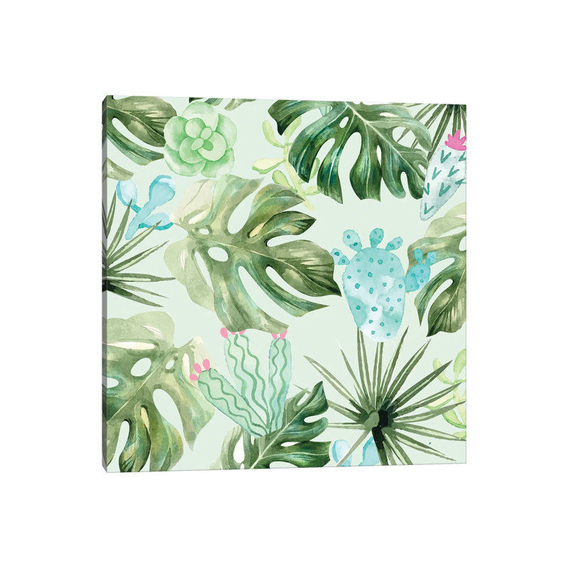 Palms and Succulents I 1 Piece Wrapped Canvas Wall Art, 93.98 cm H x 93.98 cm W x 3.175 cm D