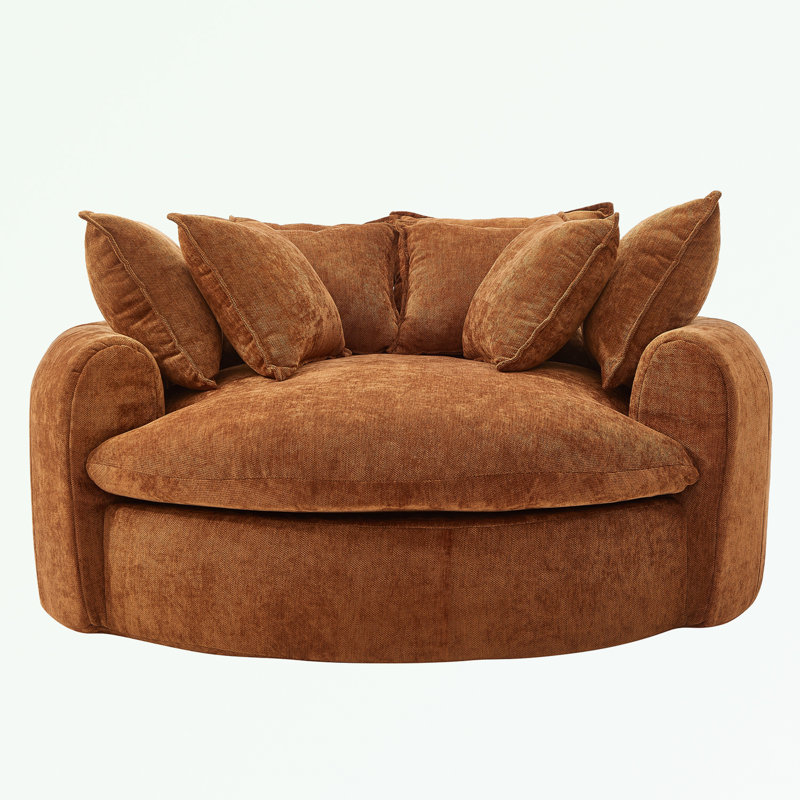 Canapé rond avec 8 coussins décoratifs, Orange