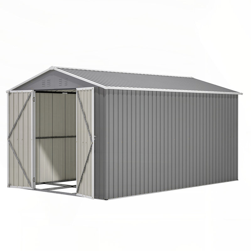 Lockable Secure Metal Shed 8x12 FT Spacious and Durable Outdoor Storage with Aluminum Frame for Backyard, Patio, and Lawn