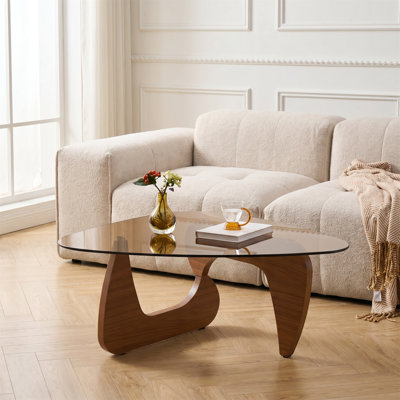 Table basse en bois brun de 43,30 pouces, idéale pour le salon