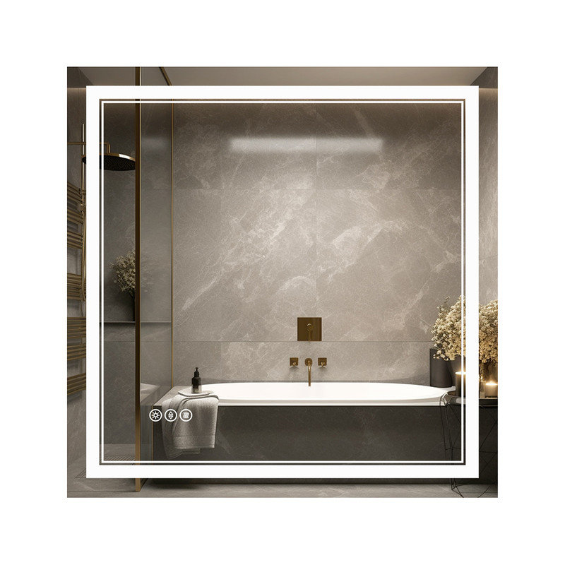 Harana Front and Back Lighting Dimmable Anti-Fog Bathroom/Vanity Mirror with Tempered Glass, 36" x 36"