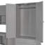 Lit plateforme simple en bois avec bureau, armoire, armoires, tiroirs et tablettes-1139970385
