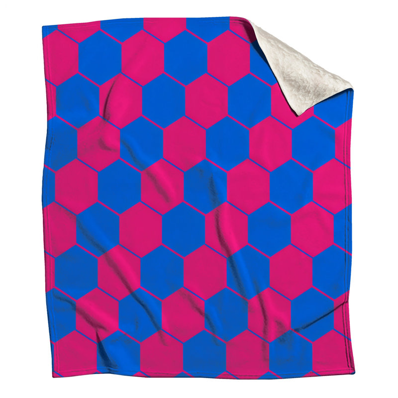 Couvertures Hexagones roses et bleues, L 60 po x H 80 po