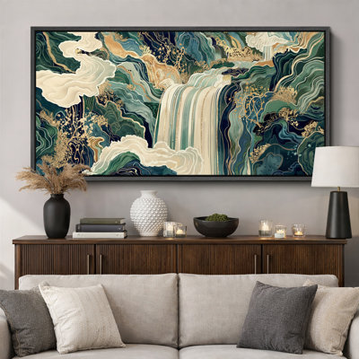 Hokusai Ukiyo-e Japanese Waterfall Living Room Extra Large Pictures Framed Canvas Print Wall Art
