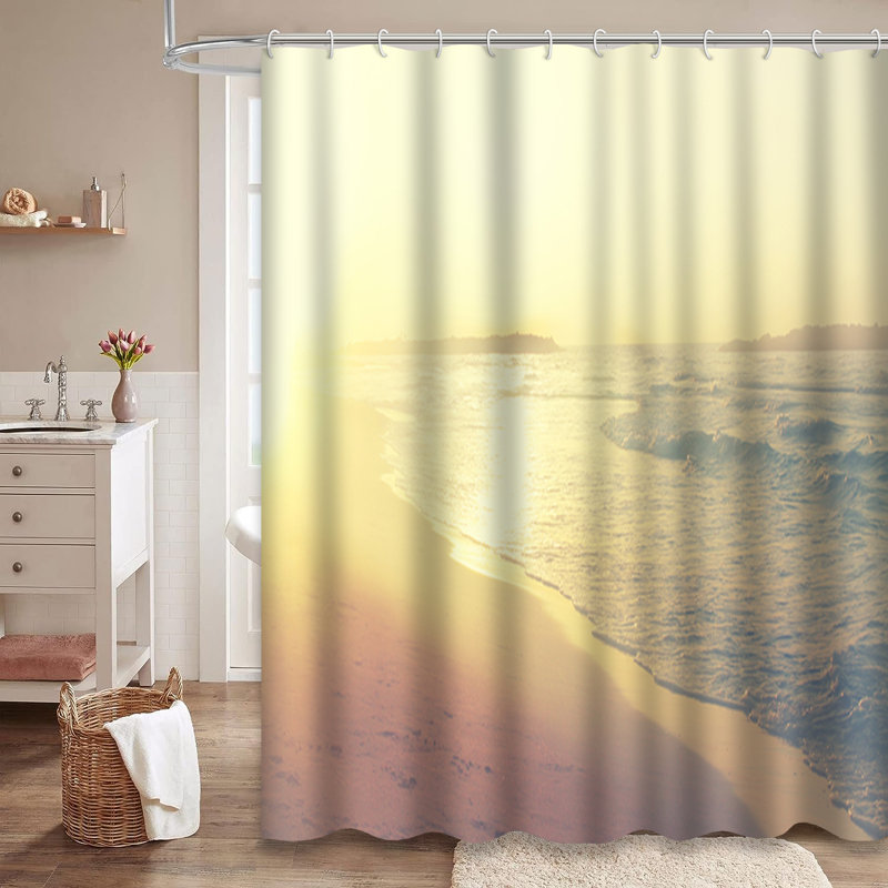Rideau de douche avec 12 crochets Beach, L 72 po x l 84 po