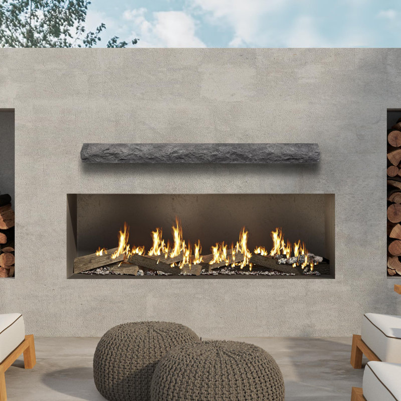 Natural Cut Stone Edge Non-Combustible Mantel Shelf, Dusk, 60"