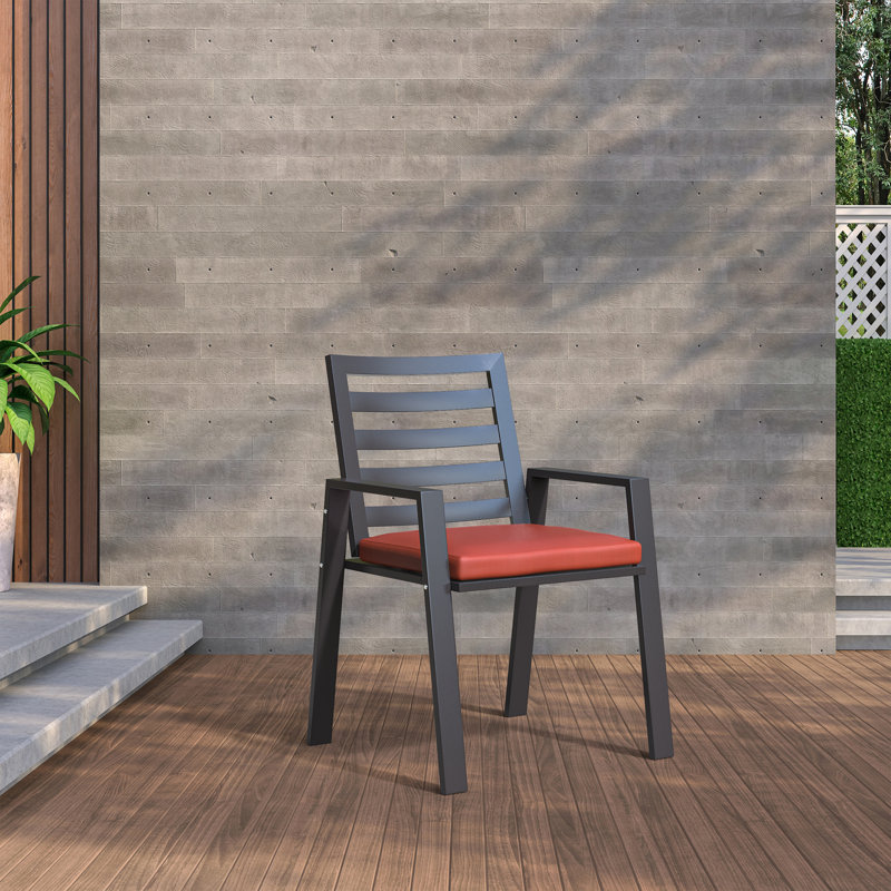 Fauteuil de patio moderne Letendre, Rouge cerise, Simple