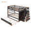 Lit superposé double au-dessus de double avec lit gigogne simple et escalier, espresso-1749810473