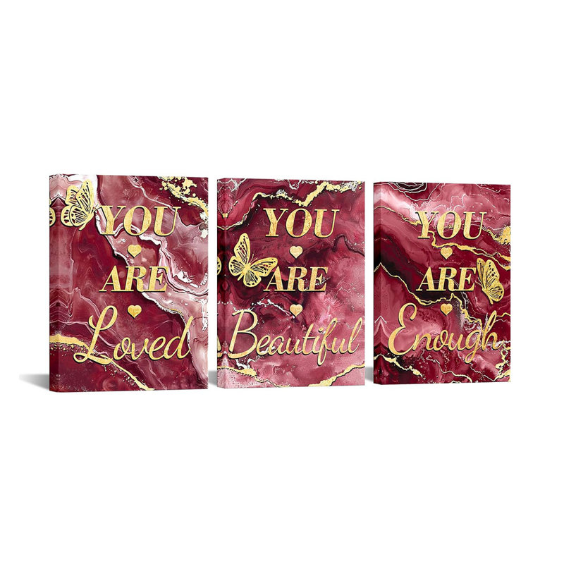 3 Piece Wrapped Canvas Print, Red