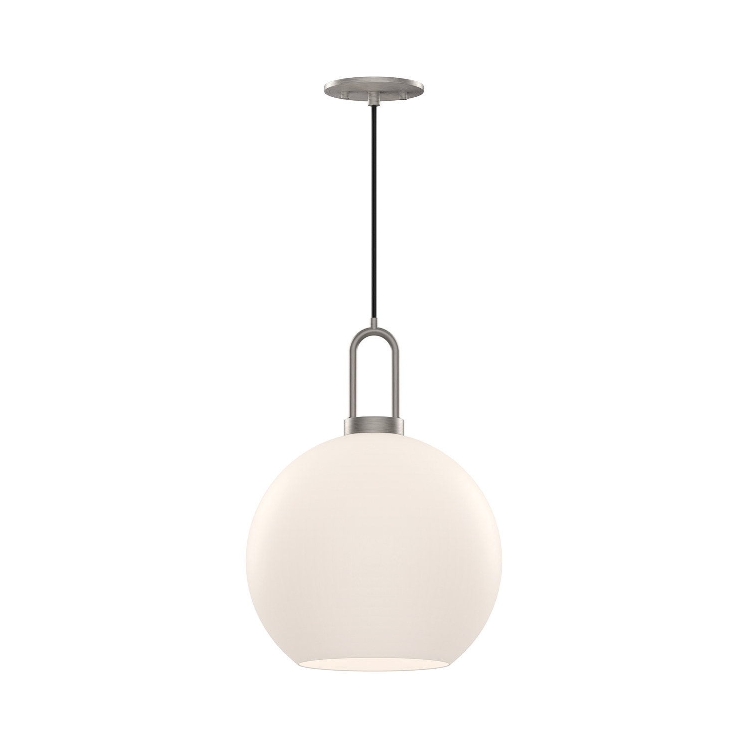 Shiloh Single Light Glass Pendant, Brushed Nickel, Opal, 14.375"H x 9.875"W x 9.88" D