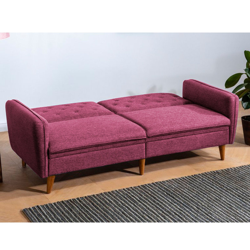 Samy 79.5" Upholstered Sofa, Claret Red 100% Linen