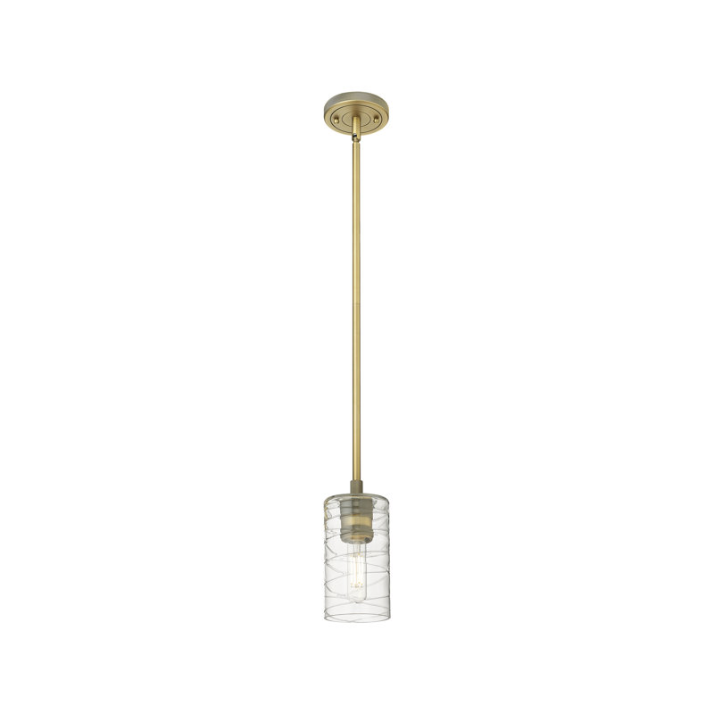 Luminaire suspendu Crown Point Light, H 8,38 po x l 4,5 po x P 4,5 po, Tourbillon déco, Laiton brossé