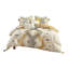 Housse de couette en coton double / grand, imprimé géométrique jaune et gris, broderie torsadée, fermeture à boutons, 4 attaches de coin, motif gris lavable à la machine, décoration