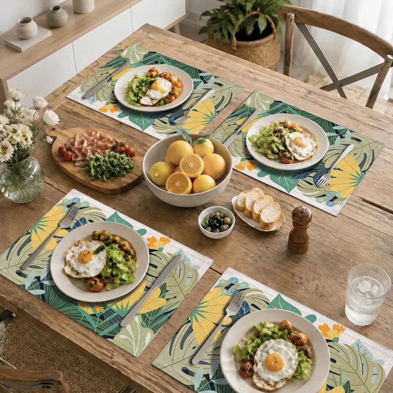 4-Piece Polyester Rectangle Dining Table Placemat