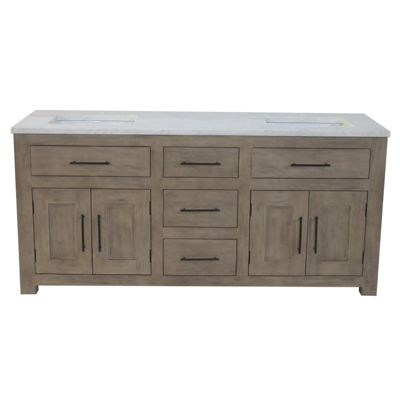 Ensemble de meuble-lavabo double 72 po avec deux portes 72 po Deluxe, Blanc pigmenté