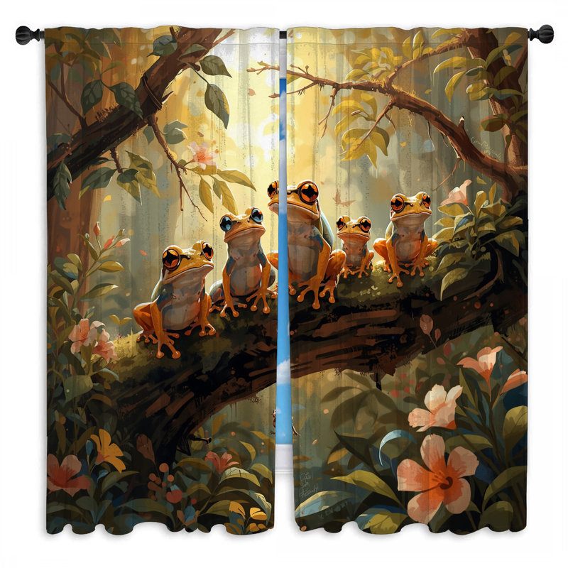Rideaux de fenêtre Frogs On Tree Branch, Obscurcissement de chambre, 40 po x 50 po - 2 panneaux