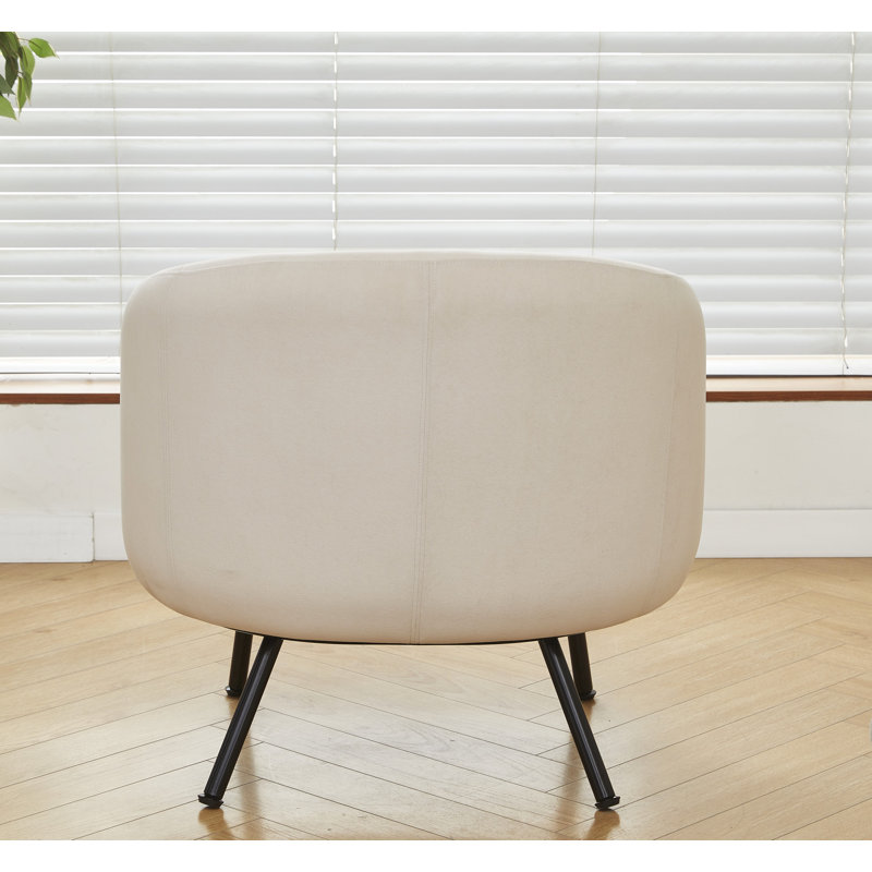 28.7'' wide velvet barrel channel armchair, Beige Velvet