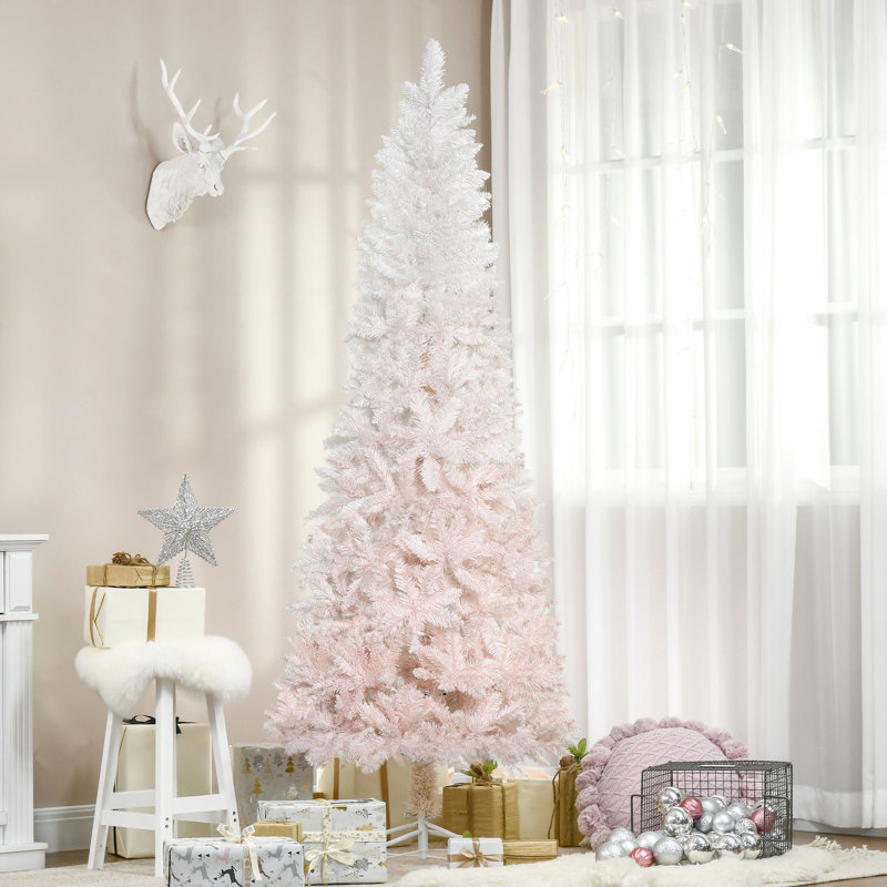 Sapin de Noël rose et blanc, sapin artificiel à assemblage facile, blanc, pas plus d'allergies