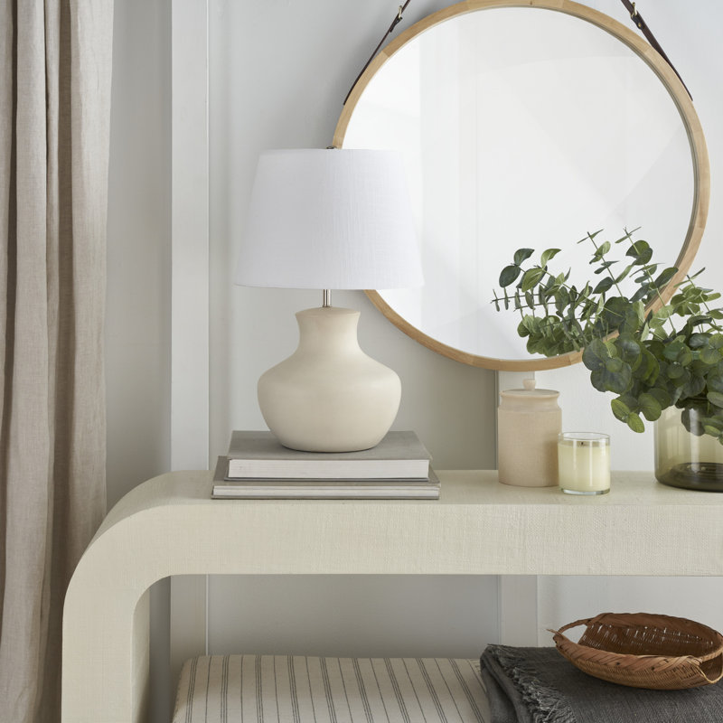 Lampe de table en céramique Kloman, Crème
