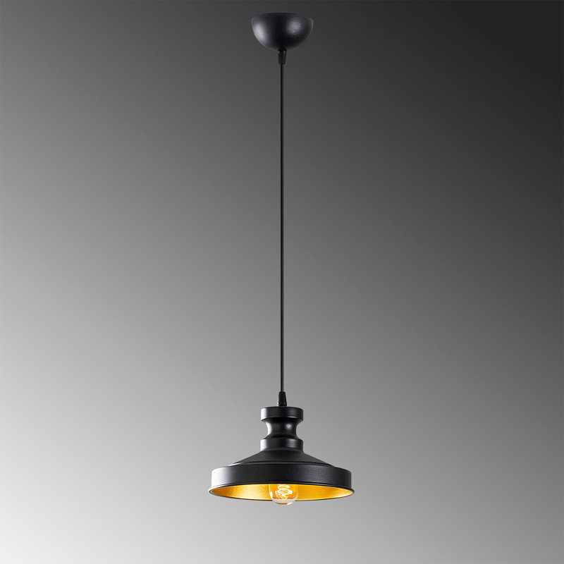 Luminaire suspendu en dome à 1 lumière, Noir