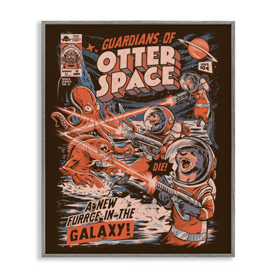 Gardiens de l'espace de loutre, estampe numérique rétro, design par EduEly Designs