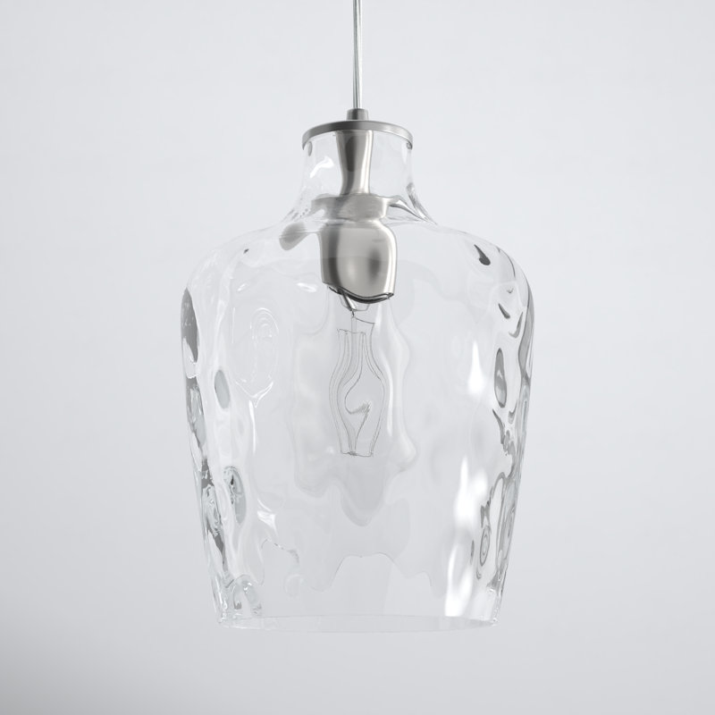 Luminaire suspendu simple à 1 lumière Lindy, Nickel brossé