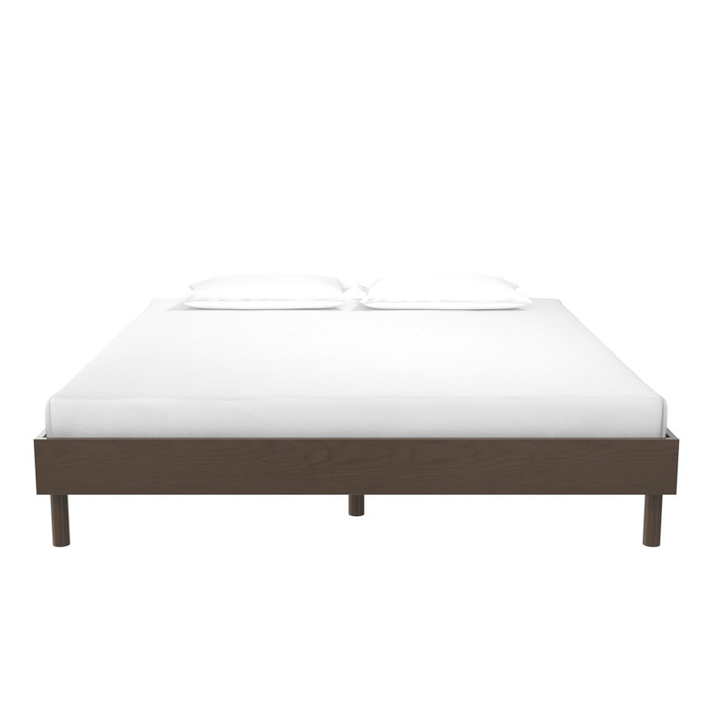 Structure de lit plateforme en bois très grand avec assemblage sans outil - pas de sommier tapissier, design rustique noyer