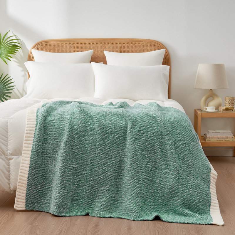  Jeté tricoté réversible Heather Knit, L 60 po x l 50 po, Vert