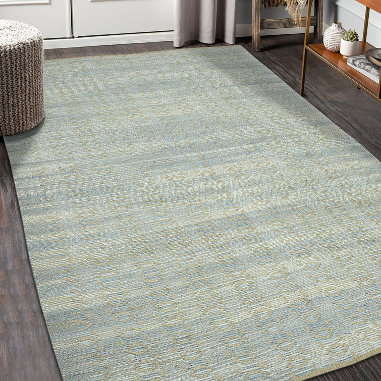 Bertrand Striped Hand-Woven Grey/Blue/Brown Area Rug