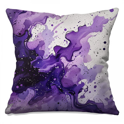 Purple Splash Throw Pillow, Abstract Double Sided Pillows