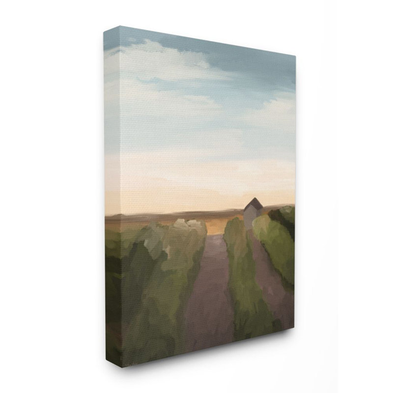 «Subtle Vineyard Landscape with Ombre Skyline» par Gigi Louise - impression d'art graphique, Toile tendue