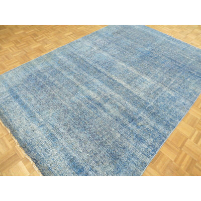 Tapis décoratif en laine noué à la main de conception unique 6 pi 4 po x 9 pi 5 po Ezekias