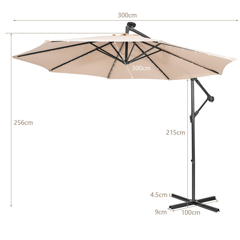 300cm Tilt Cantilever Parasol, Beige