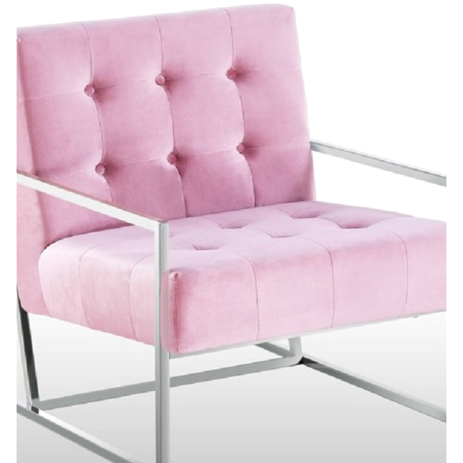 Latitude Run® Living Room Pink Chair With Velvet And , Stainless Steel ...