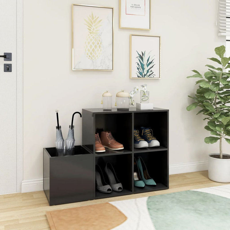 4 Pair Shoe Rack, Grey