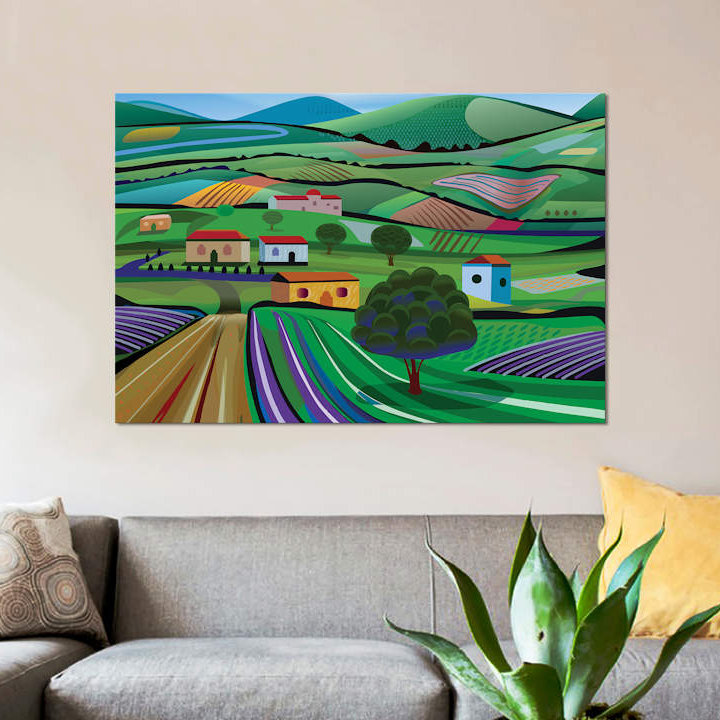 « santa barbara fermes », impression sur toile, H 12 po x l 18 po x P 1,5 po, Toile tendue, Pas de tapis